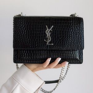 🍒SOLD🍒 • Saint Laurent Medium Croc Embossed Sunset Bag